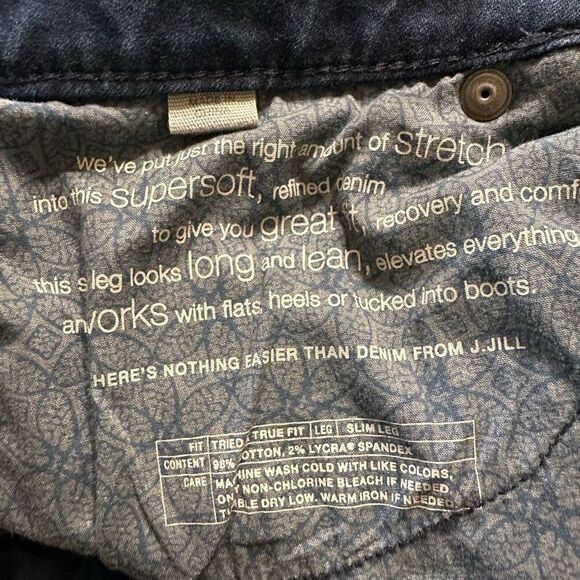 J. Jill Tried & True Fit Slim Leg Jeans Size 10 Dark Wash - Picture 8 of 9